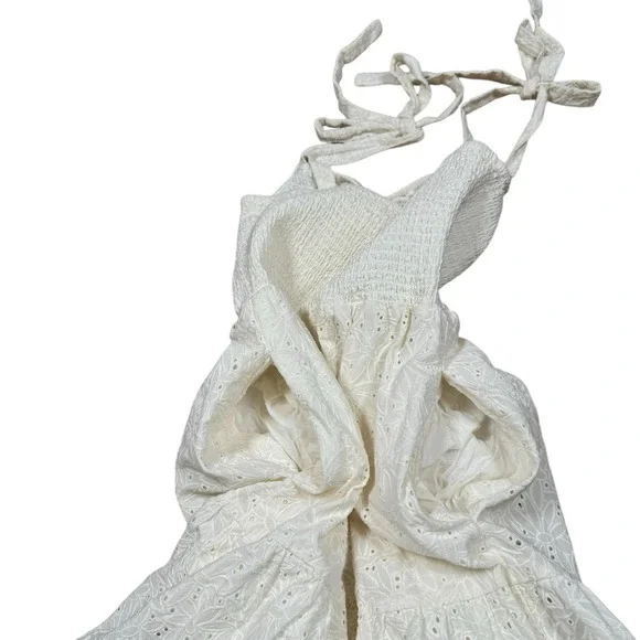 MADEWELL Eyelet Lucie Tie-Strap Tiered Midi Dress White Sz S - Picture 8 of 13
